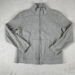 Geoffrey Beene Sport Sweater Mens Medium Gray Full Zip‎ Mock Neck Cotton Pockets
